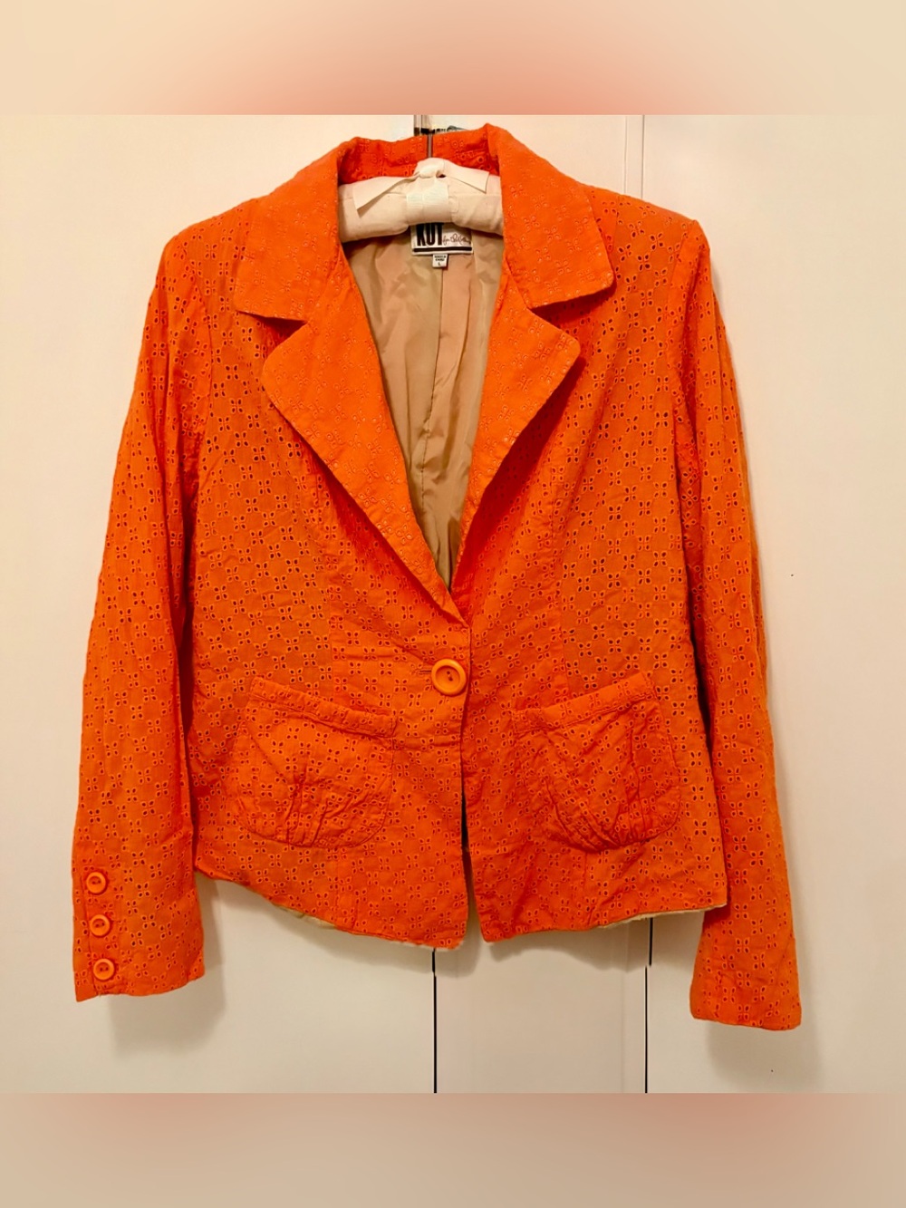 Kut from the Kloth Orange Eyelet Blazer